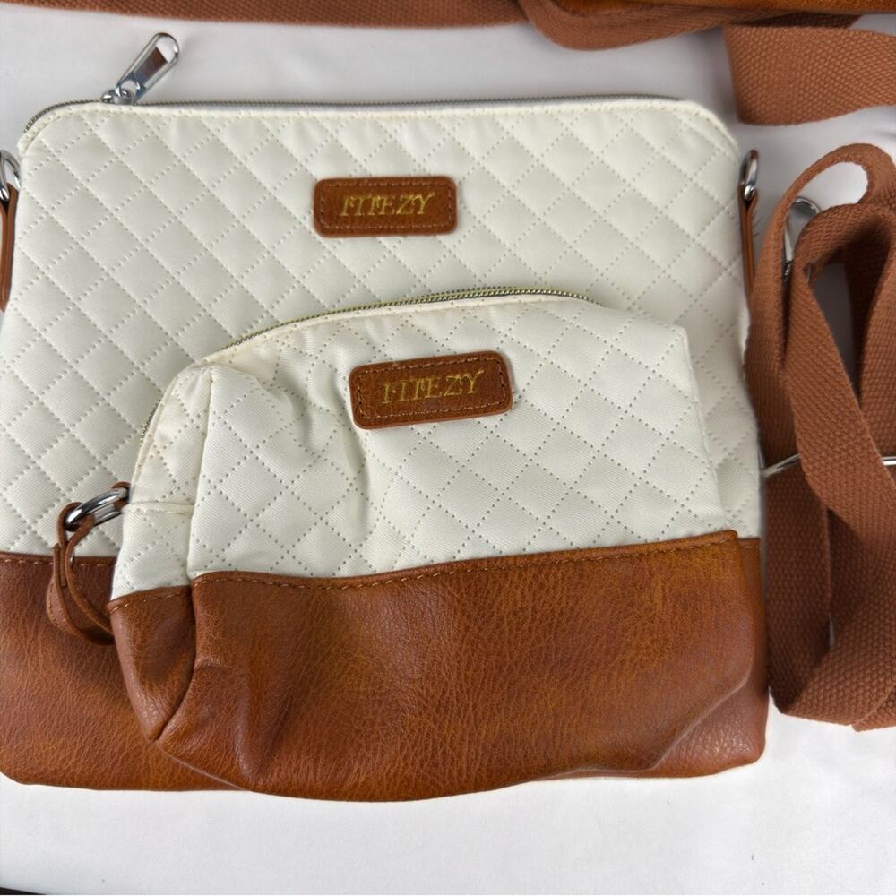 NWOT Weekender Bag Women Travel Duffel Bag Carry On 3 piece set Beige & Brown - Picture 8 of 11